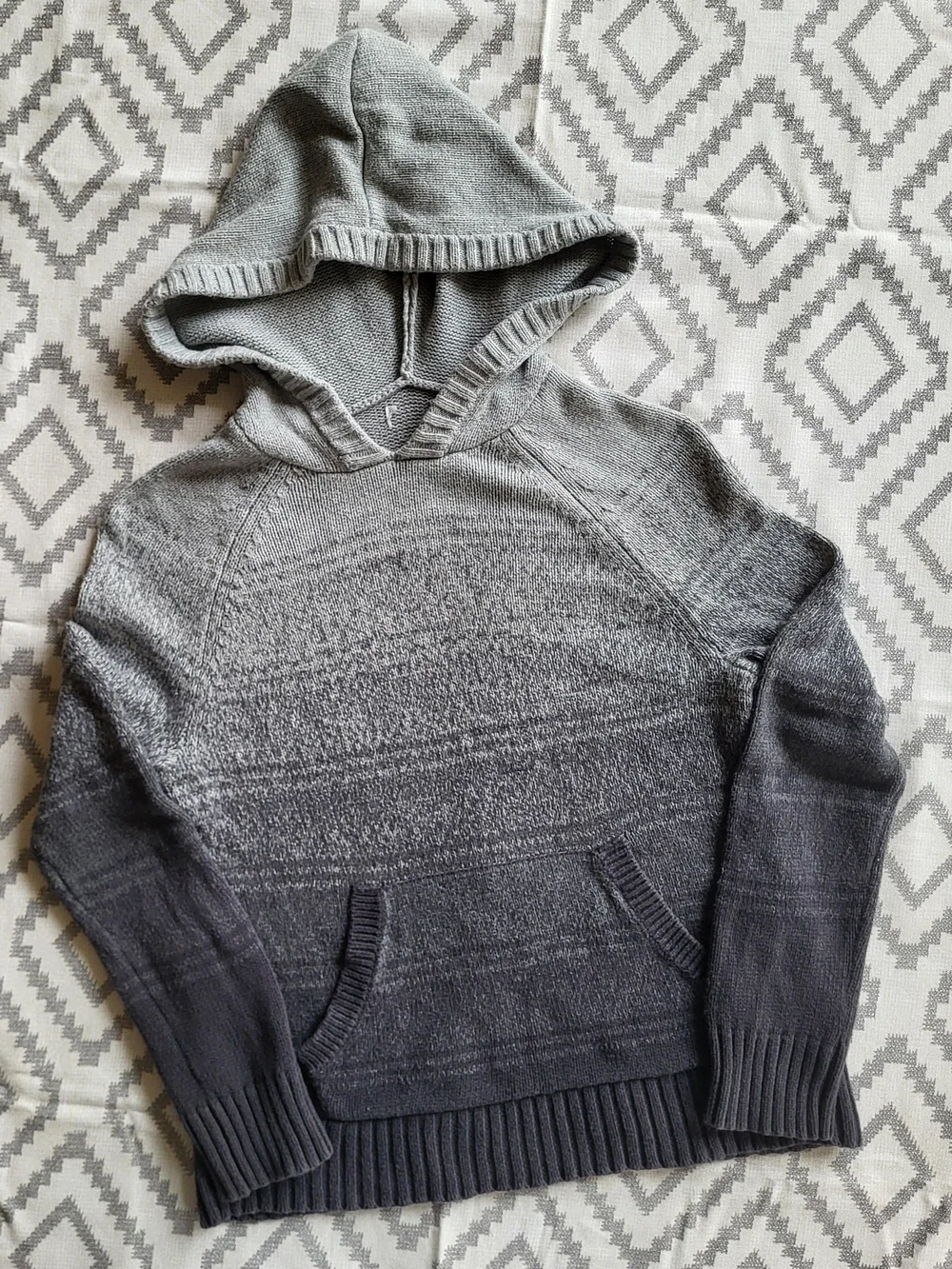 Boy's Ombre Knit Hooded Sweater - Gray